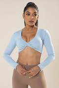 Top col V - Gris bleuté